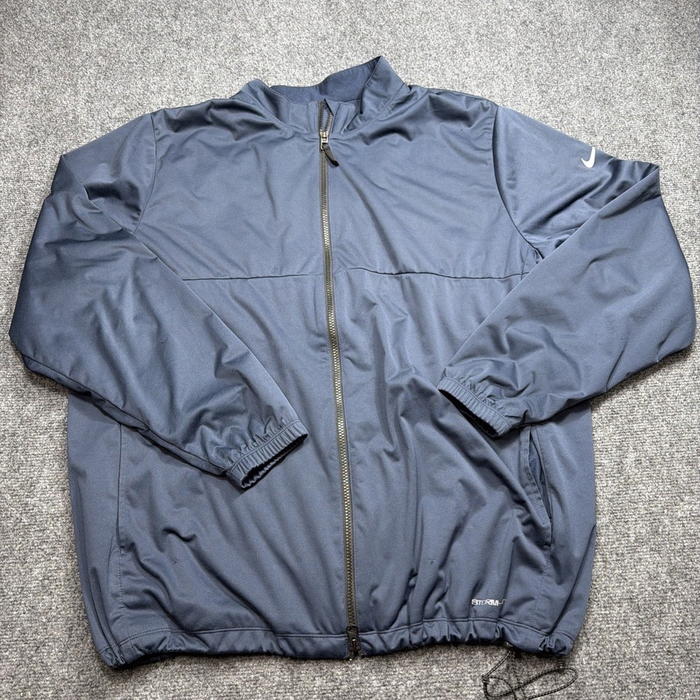 Nike STORM FIT Jacket Men's XXL 2XL Blue Full Zip Water Rain Resistant Shell